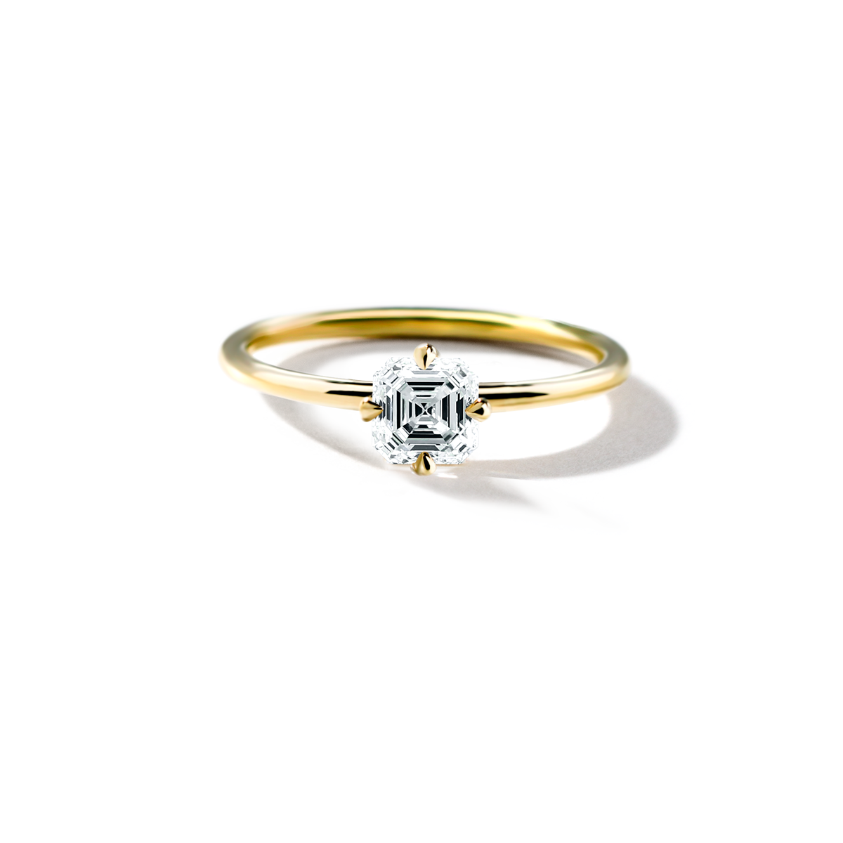 18K Yellow Gold Asscher Engagement Ring