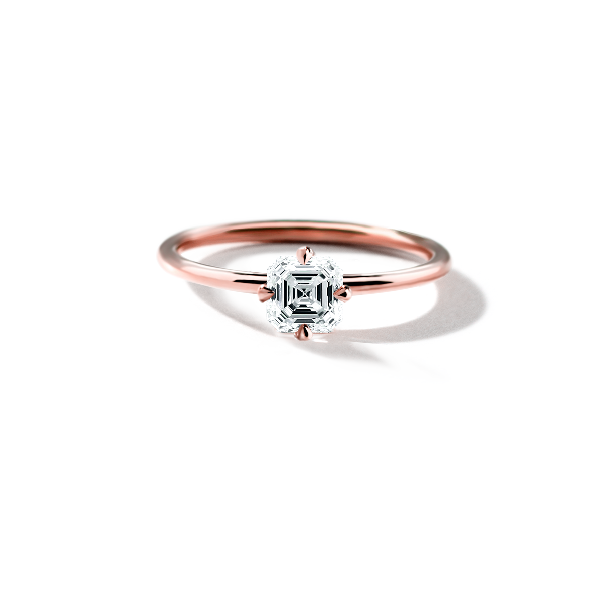 18K Rose Gold Asscher Engagement Ring