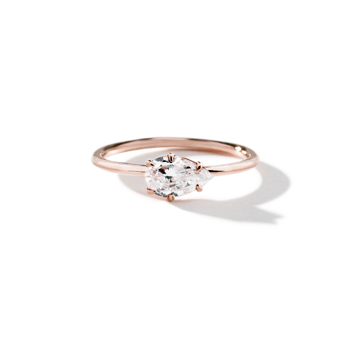 Pear 18K Rose Gold Engagement Ring East West