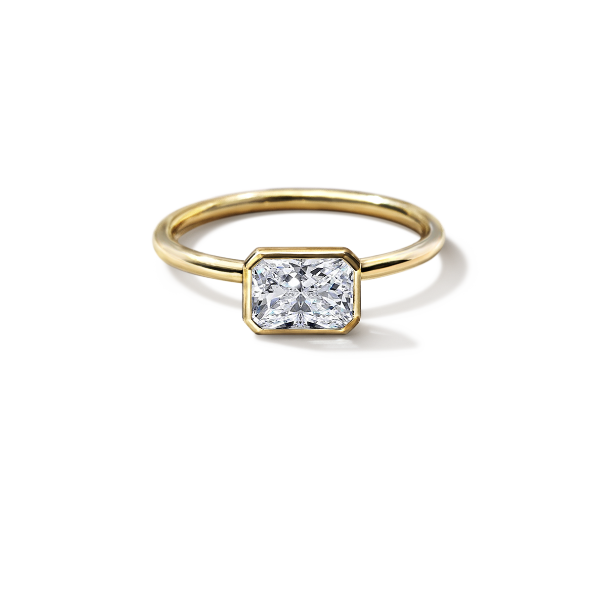 18K Yellow Gold Radiant Bezel Engagement Ring