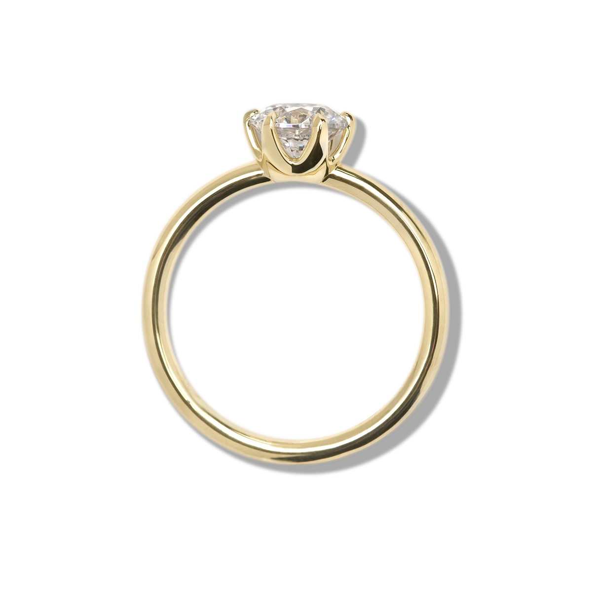 18K Yellow Gold Chispa Round Engagement Ring