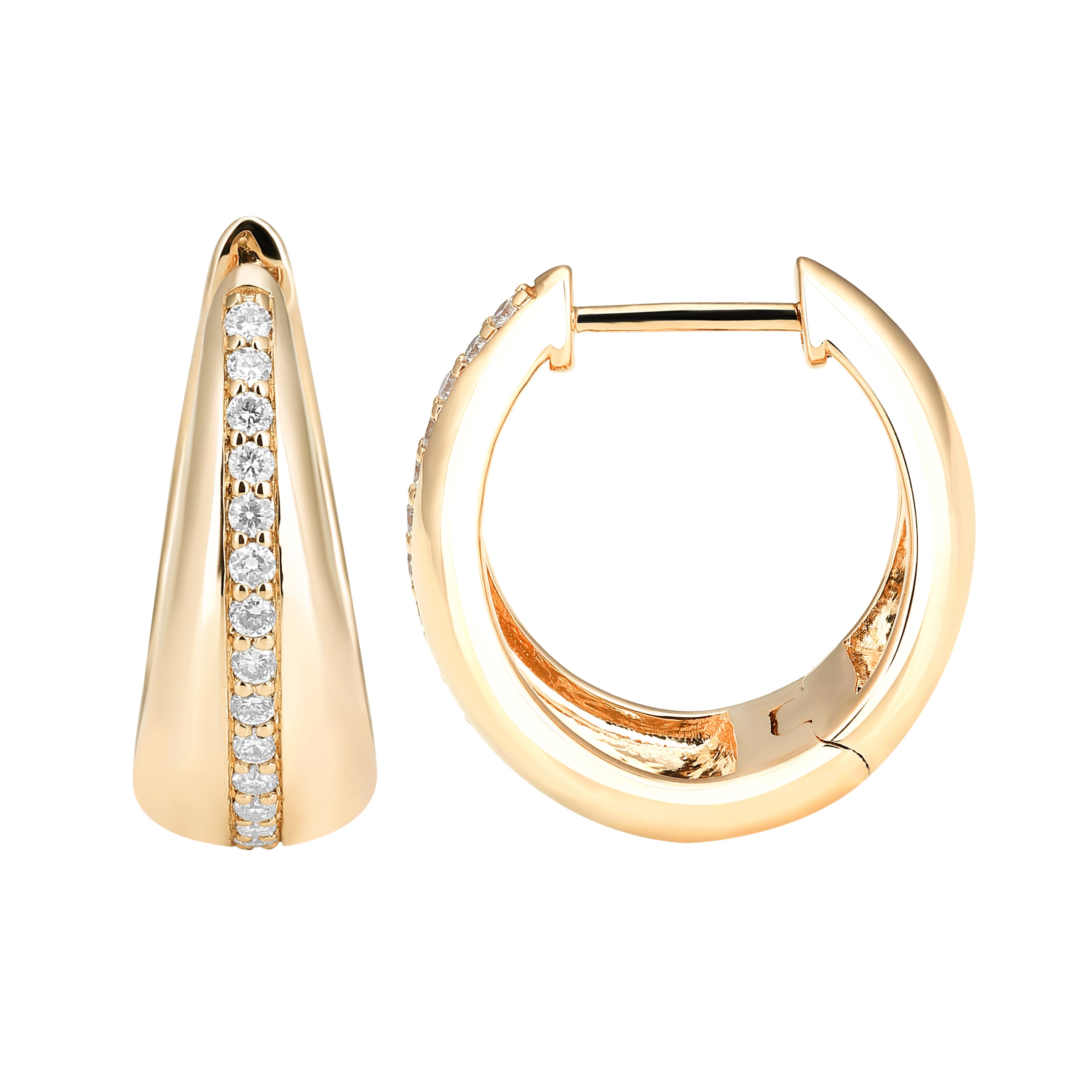 10K Gold & Diamond Minimalistic Hoop Earrings