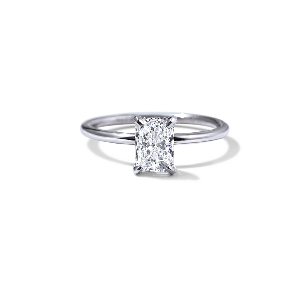 18K White Gold Platinum Radiant Engagement Ring