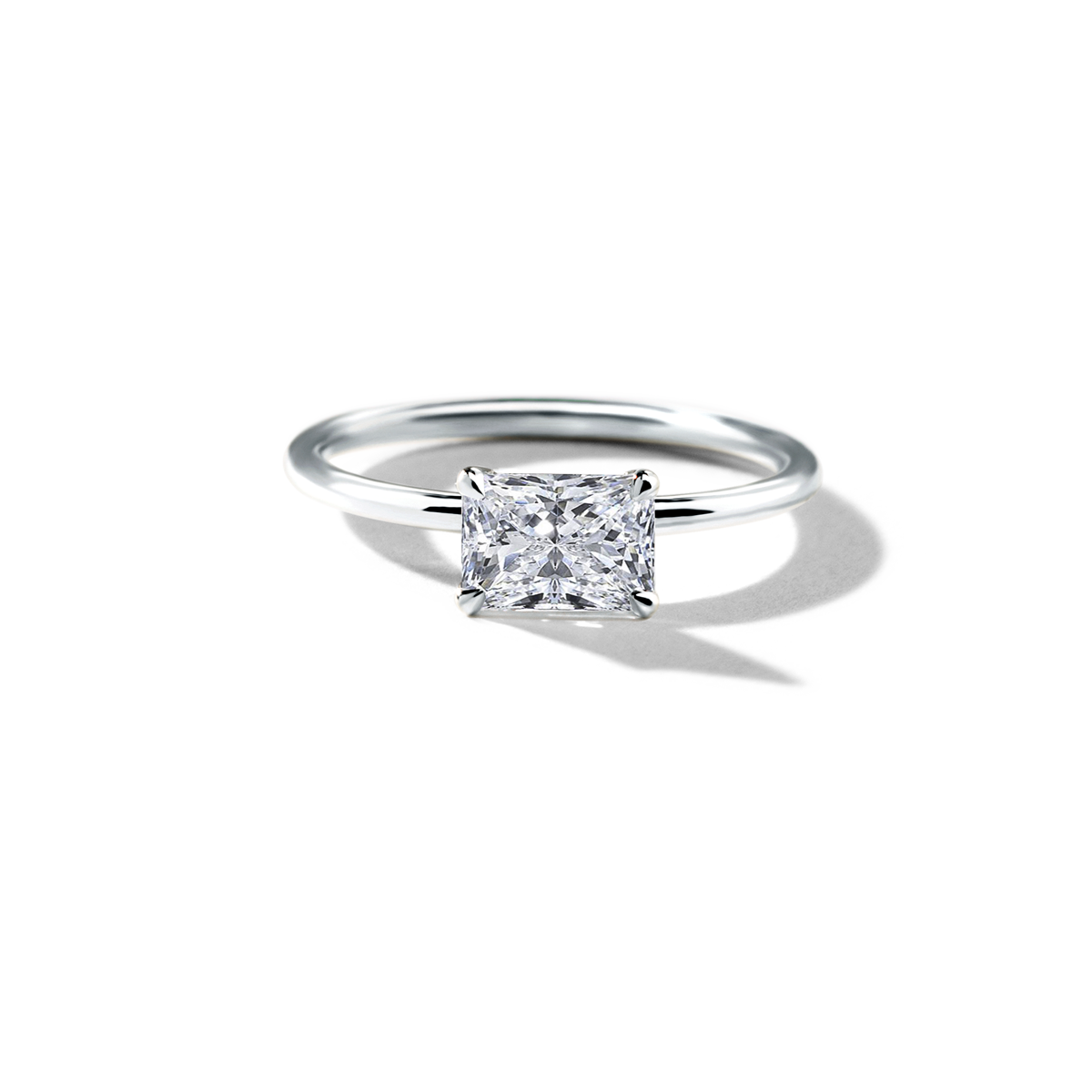 Platinum 18K White Gold Radiant Hidden Halo Pave Engagement Ring