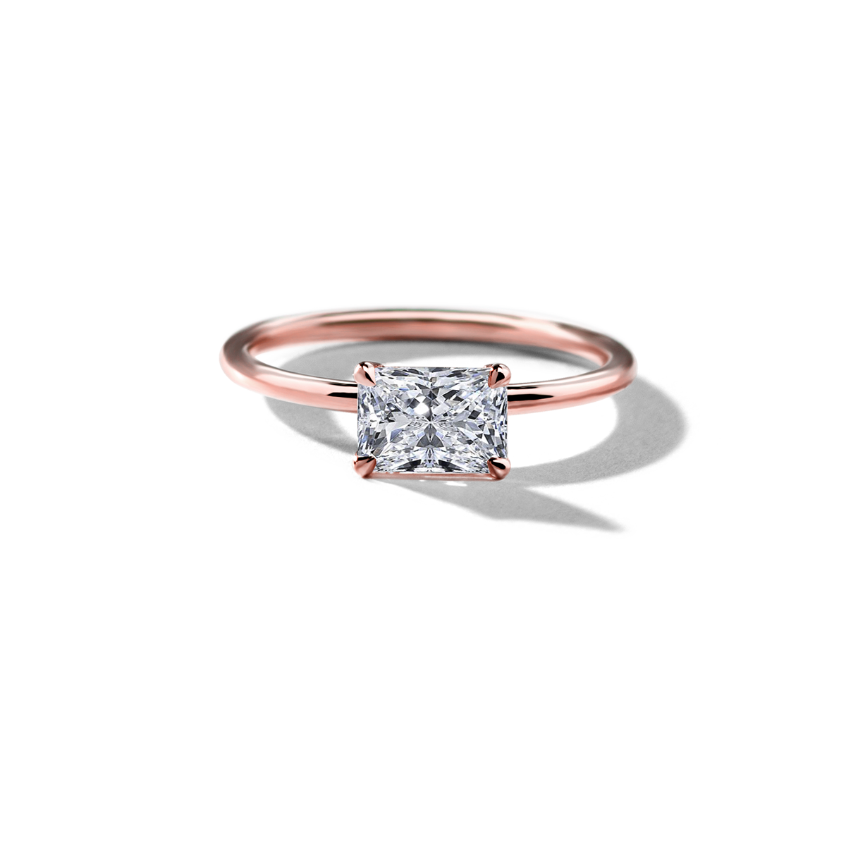 18K Rose Gold Radiant Hidden Halo Pave Engagement Ring