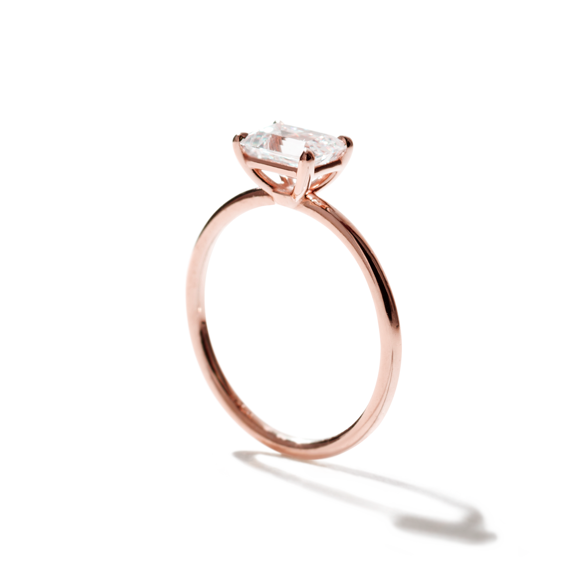 Emerald 18K Rose Gold Engagement Ring East West