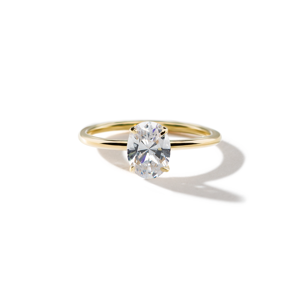 18K Yellow Gold Prong Oval Diamond Engagement Ring