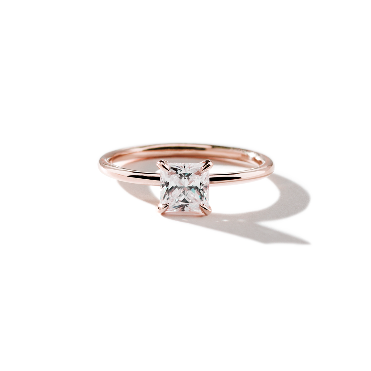 18K Rose Gold Princess Engagement Ring