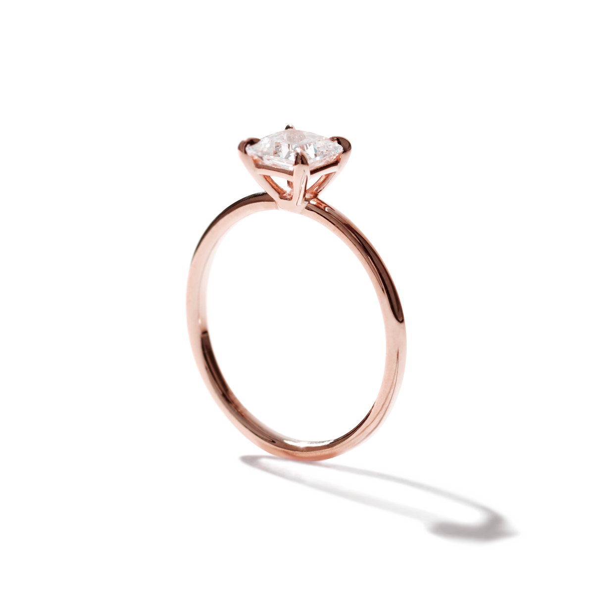 18K Rose Gold Princess Engagement Ring