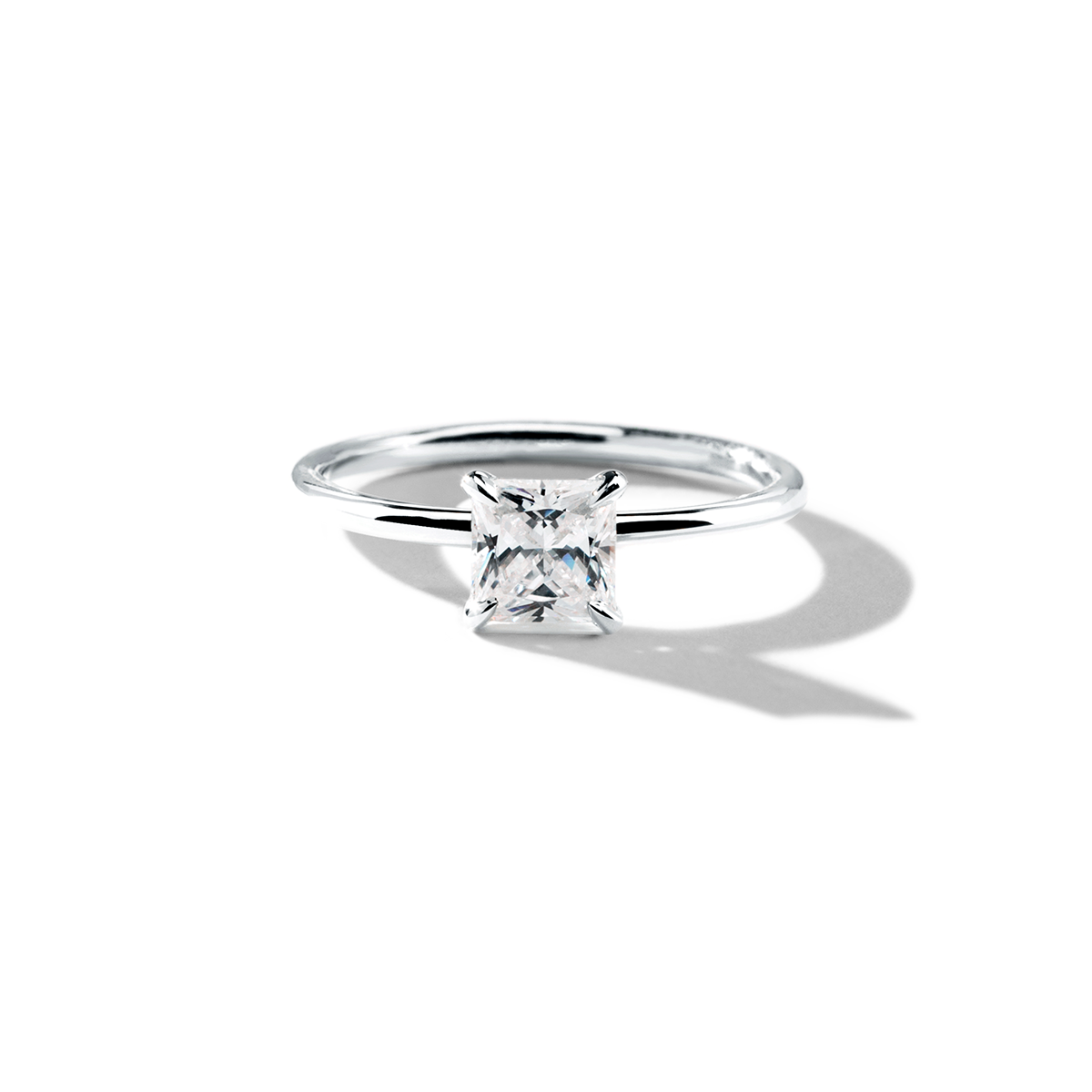 18K White Gold Platinum Princess Engagement Ring