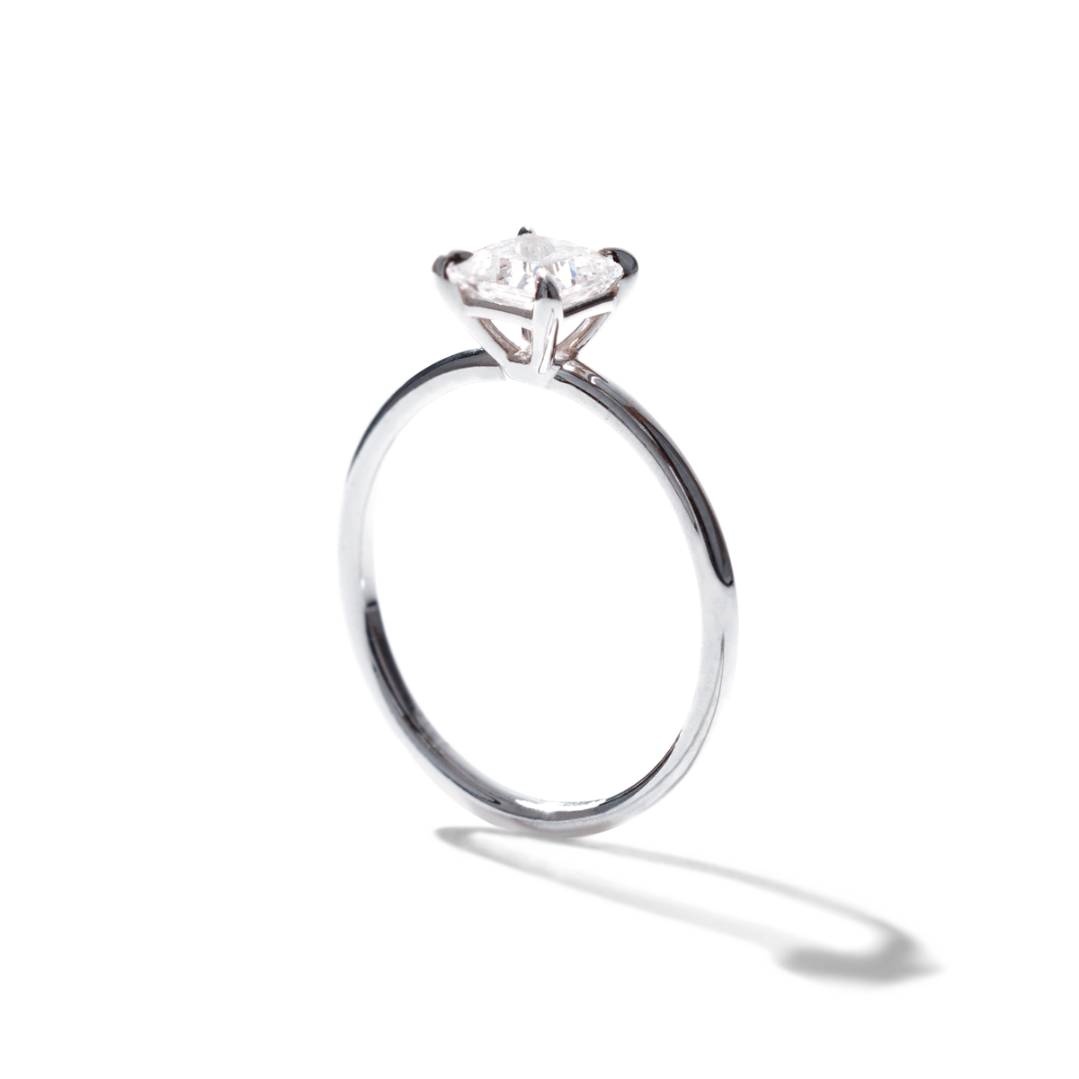 18K White Gold Platinum Princess Engagement Ring