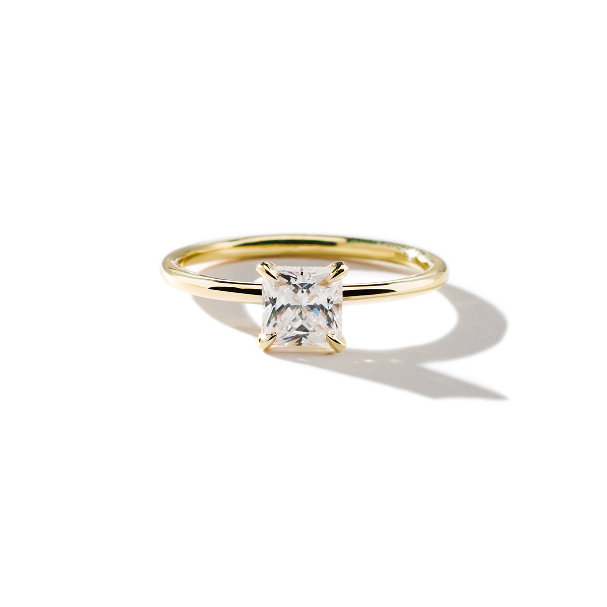 18K Yellow Gold Princess Engagement Ring