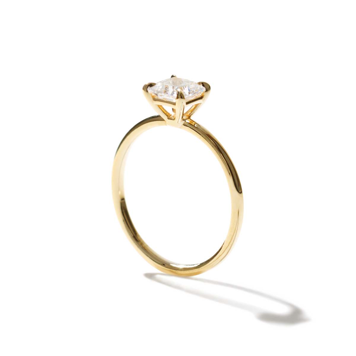 18K Yellow Gold Princess Engagement Ring