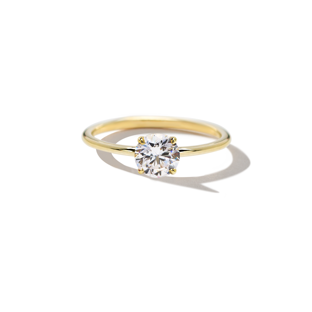 18K Yellow Gold Round Engagement Ring