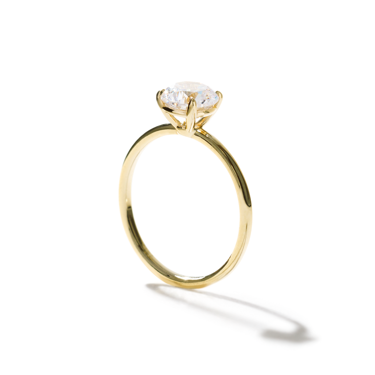 18K Yellow Gold Round Diamond Engagement Ring