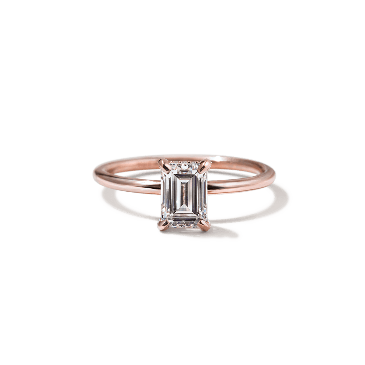 18K Rose Gold Emerald Engagement Ring