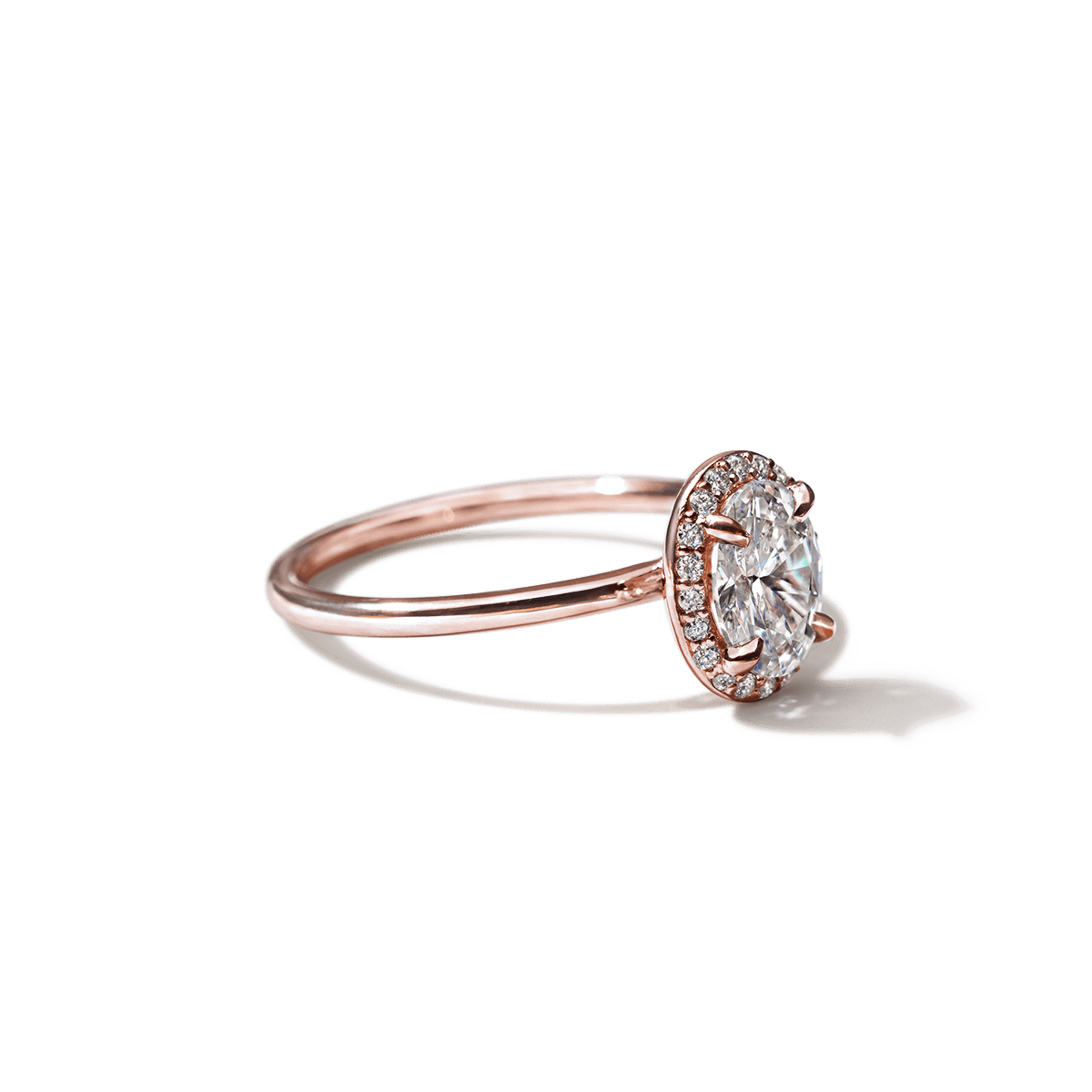 18K Rose Gold Oval Halo Engagement Ring