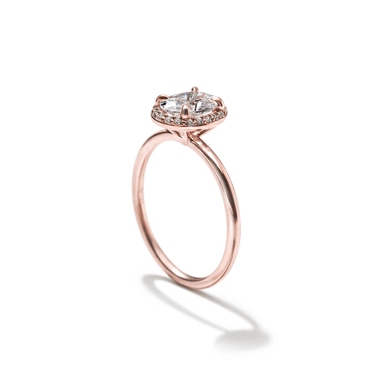 18K Rose Gold Oval Halo Engagement Ring