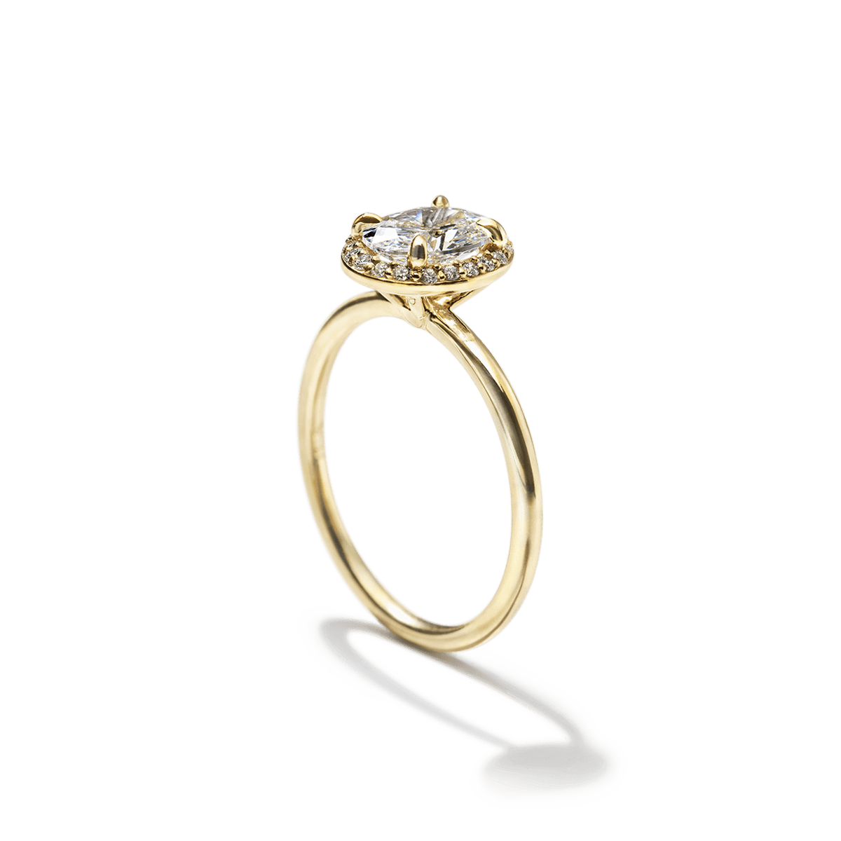 18K Yellow Gold Oval Halo Engagement Ring