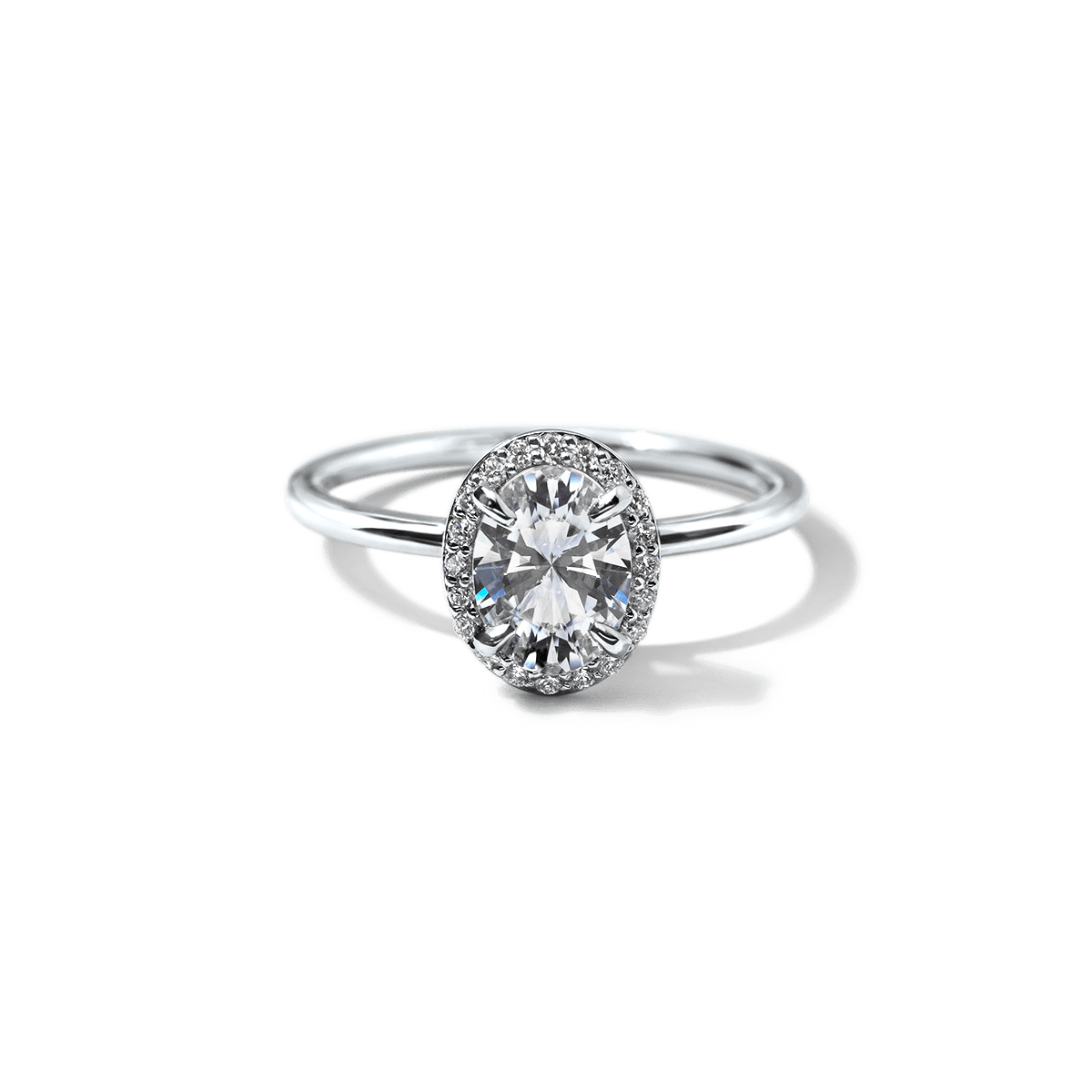 18K White Gold Platinum Oval Halo Engagement Ring