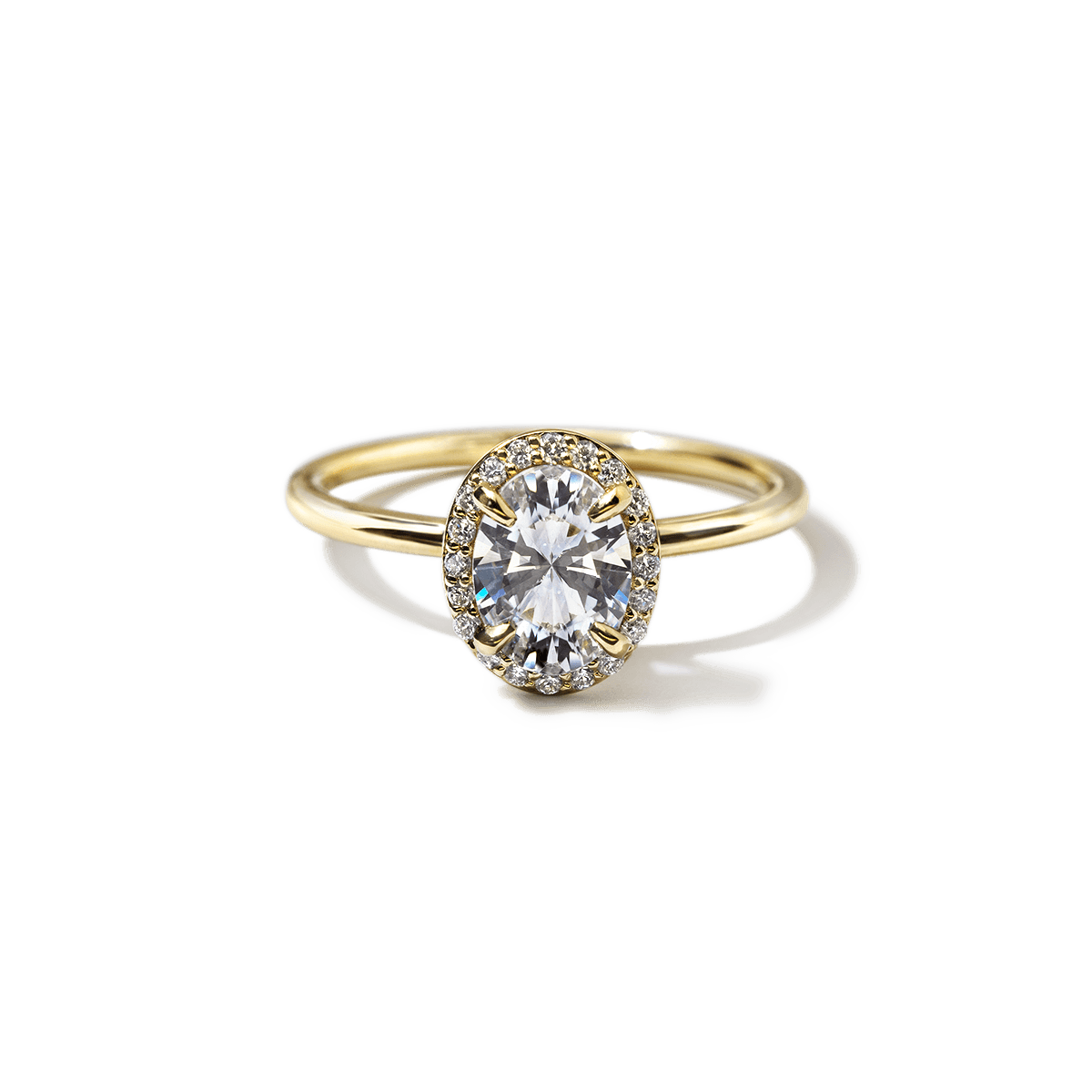 18K Yellow Gold Oval Halo Engagement Ring