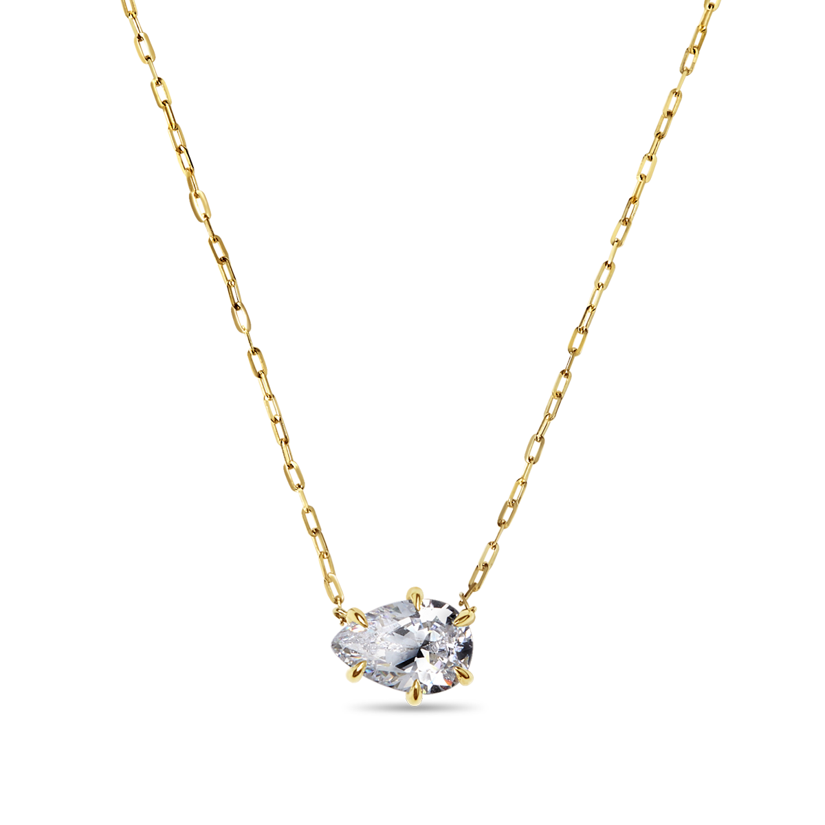 Designer 14K Yellow Gold Pear Shape Diamond Pendant