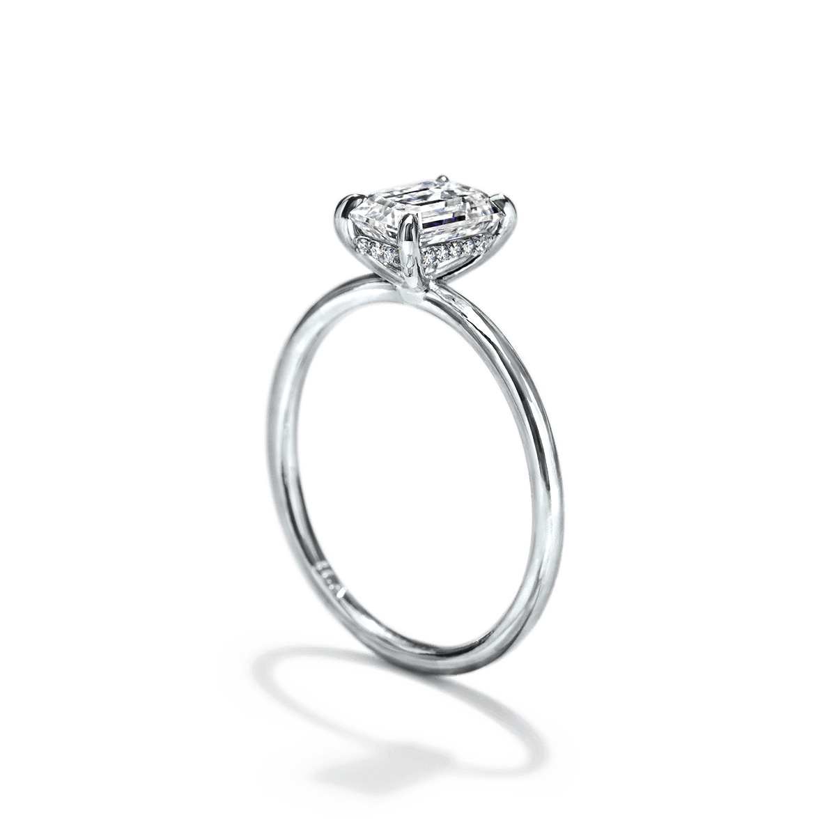 Platinum 18K White Gold Radiant Hidden Halo Pave Engagement Ring