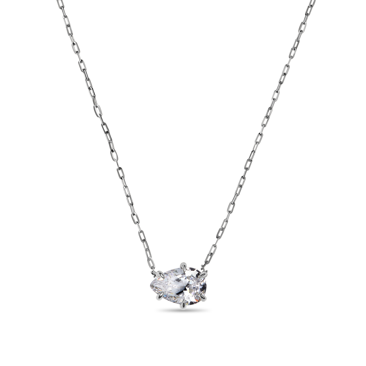Designer 14K White Gold Platinum Pear Shape Diamond Pendant