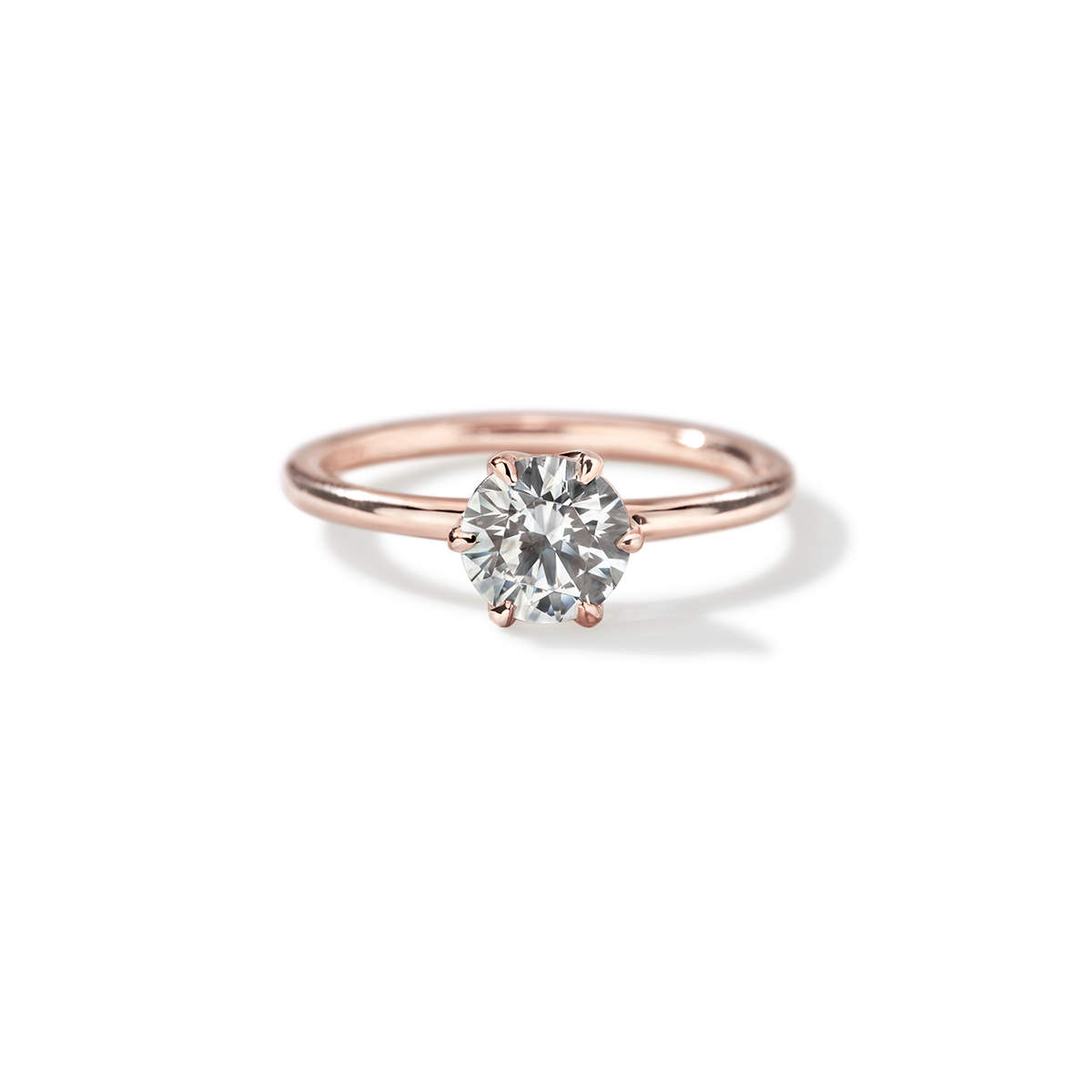 18K Rose Gold Chispa Round Engagement Ring