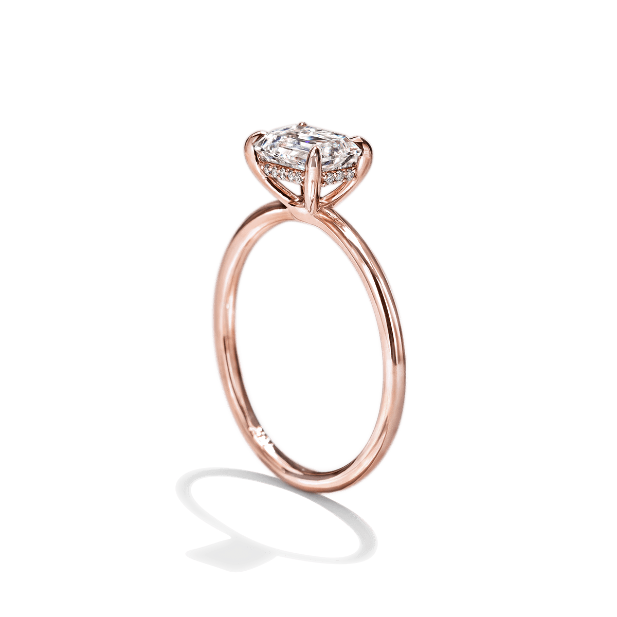 18K Rose Gold Emerald Engagement Ring