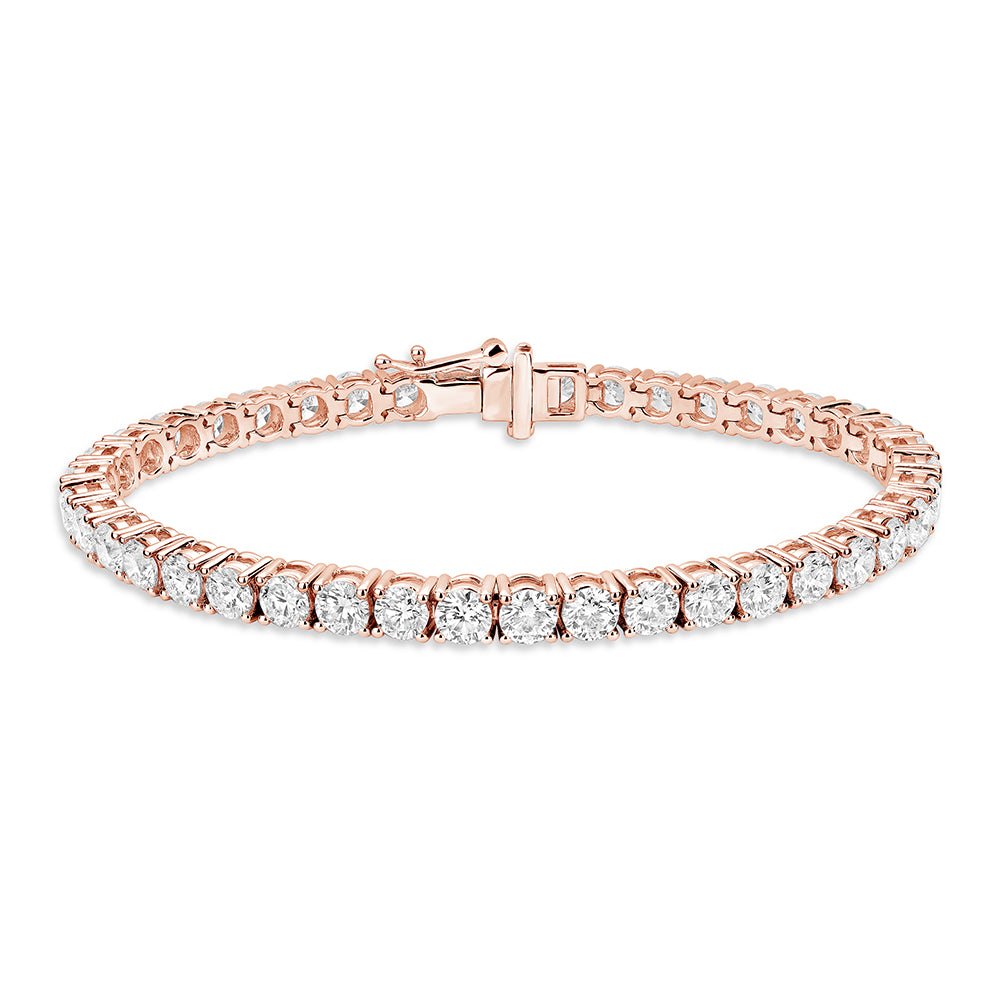 Essential lab-grown diamond tennis bracelet in 14K rose gold, designed with brilliant round diamonds for a sophisticated and versatile look