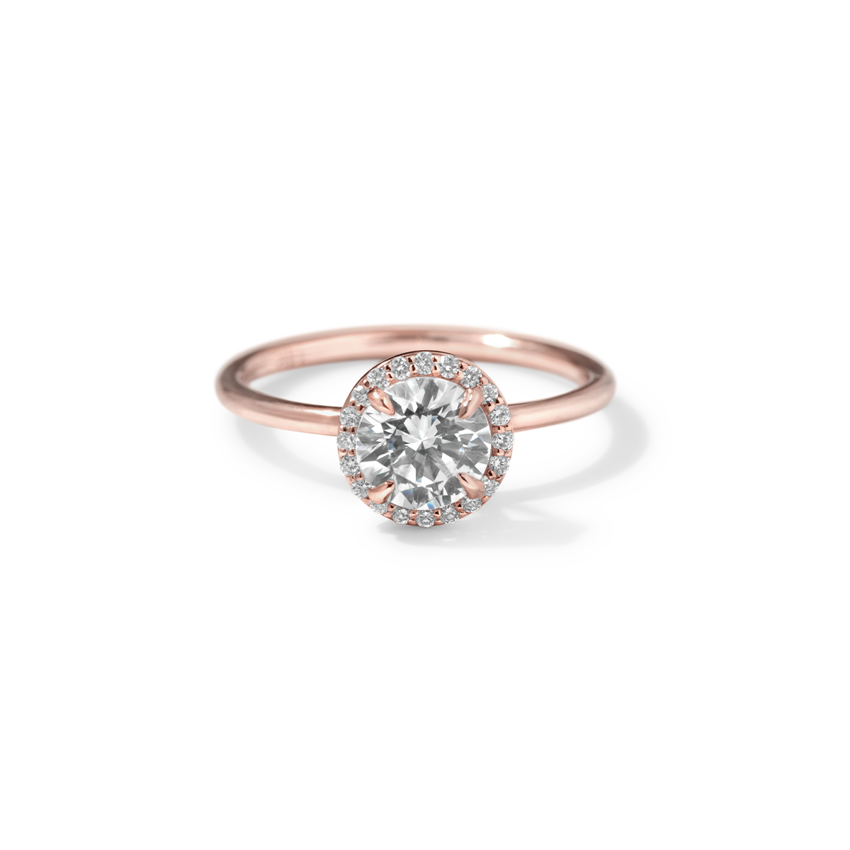 18K Rose Gold Round Halo Engagement Ring