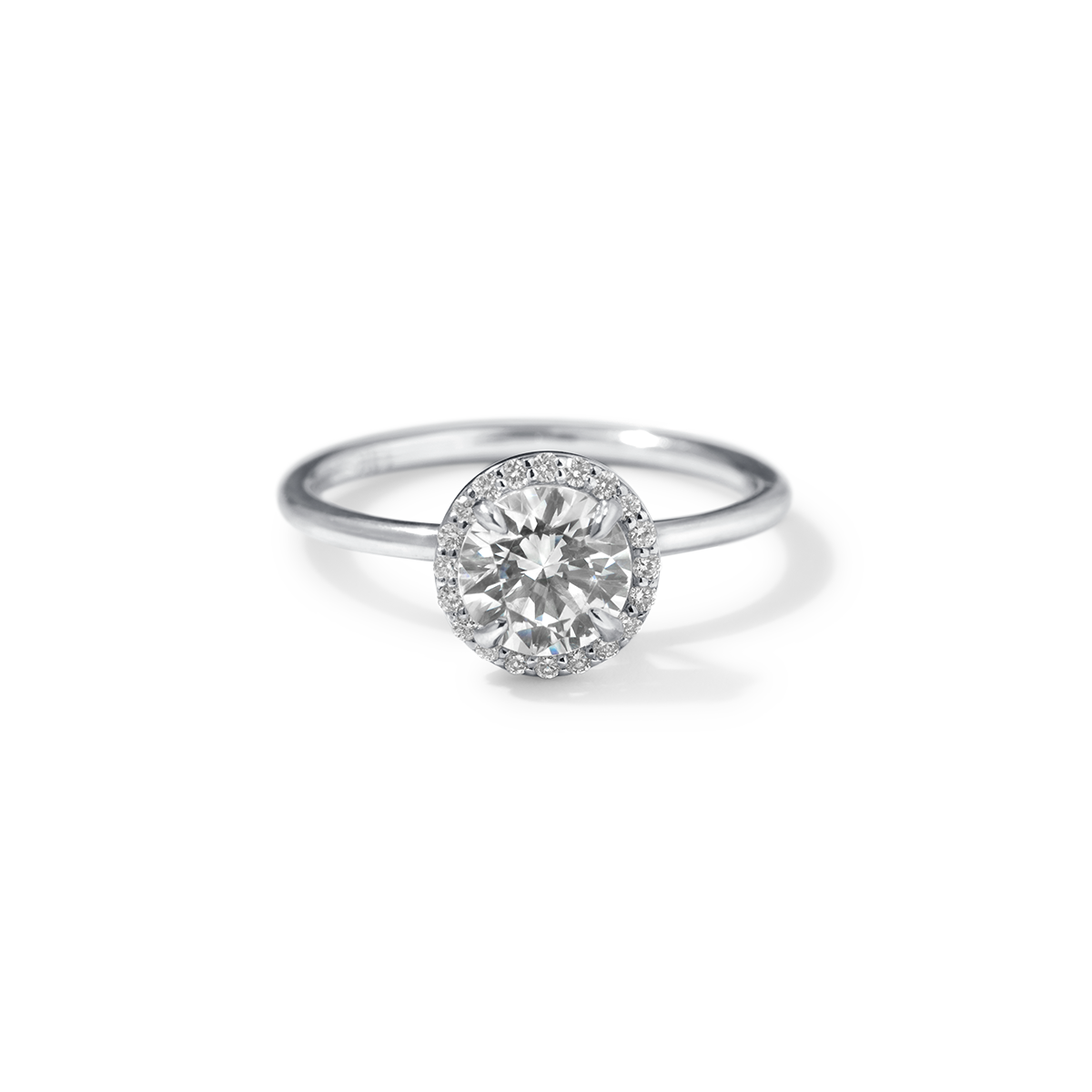 18K White Gold Platinum Round Halo Engagement Ring