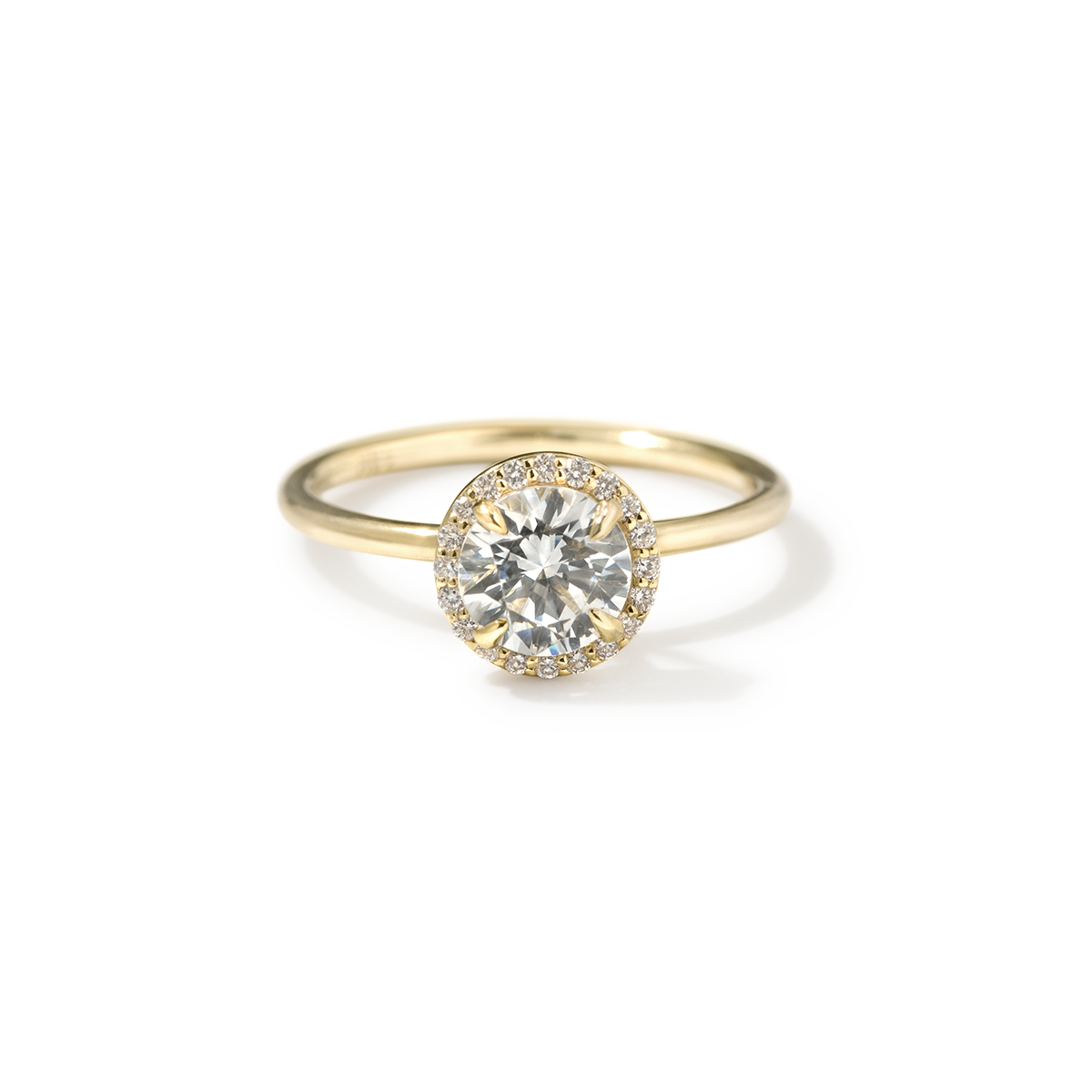 18K Yellow Gold Round Halo Engagement Ring