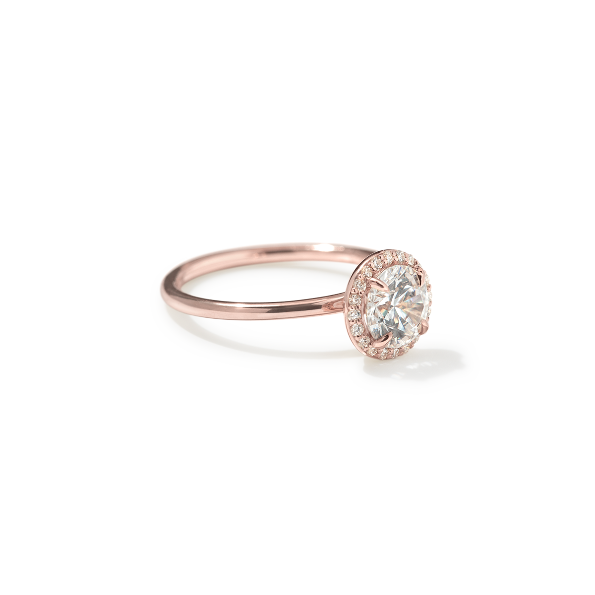 18K Rose Gold Round Halo Engagement Ring