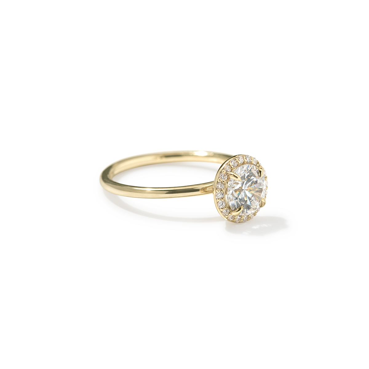 18K Yellow Gold Round Halo Engagement Ring