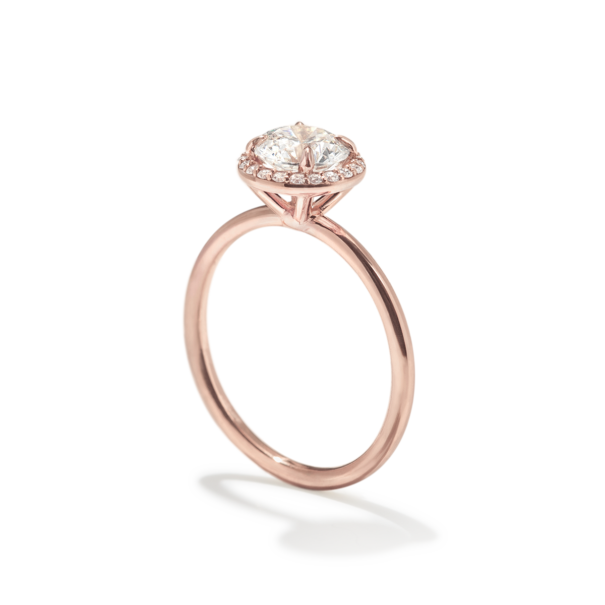 18K Rose Gold Round Halo Engagement Ring