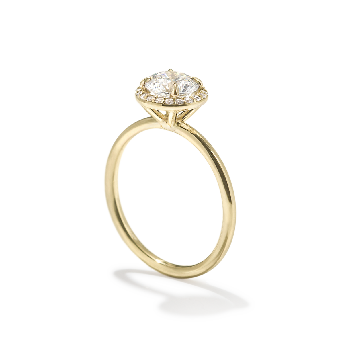 18K Yellow Gold Round Halo Engagement Ring