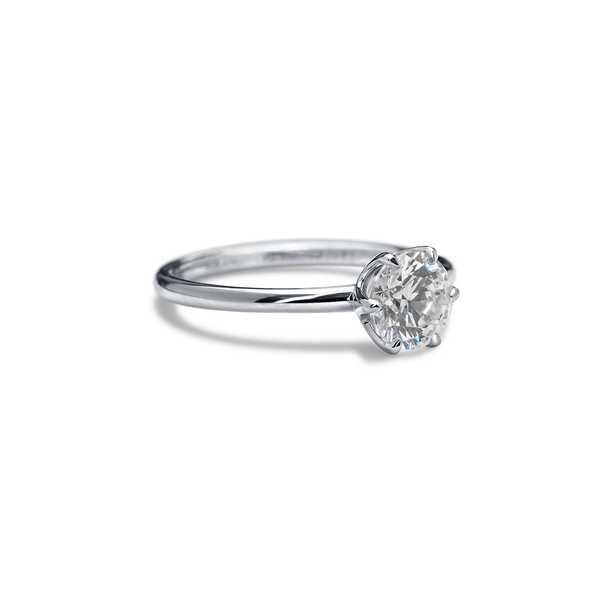 18K White Gold Platinum Chispa Round Engagement Ring