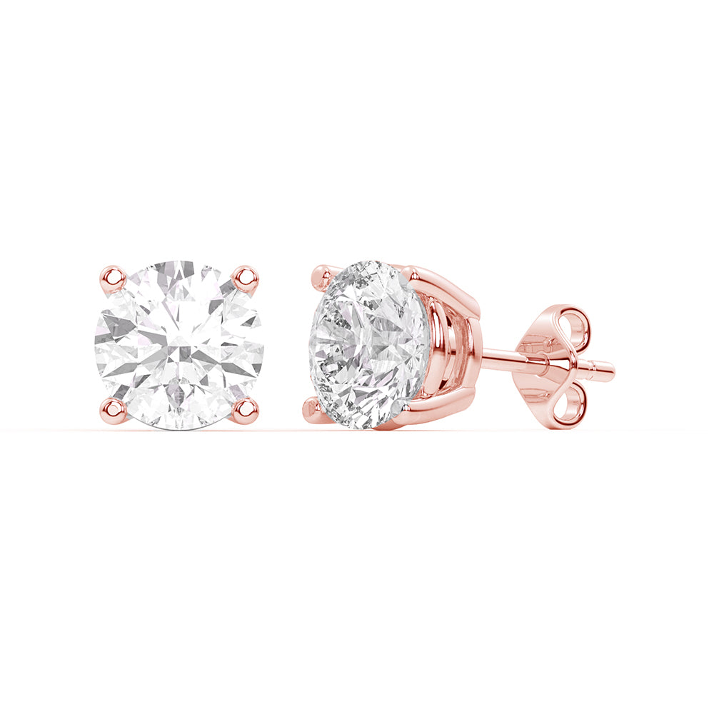 Lab-grown diamond classic stud earrings in 14K white gold, designed with a secure 4-prong basket setting to highlight the diamonds’ brilliance.