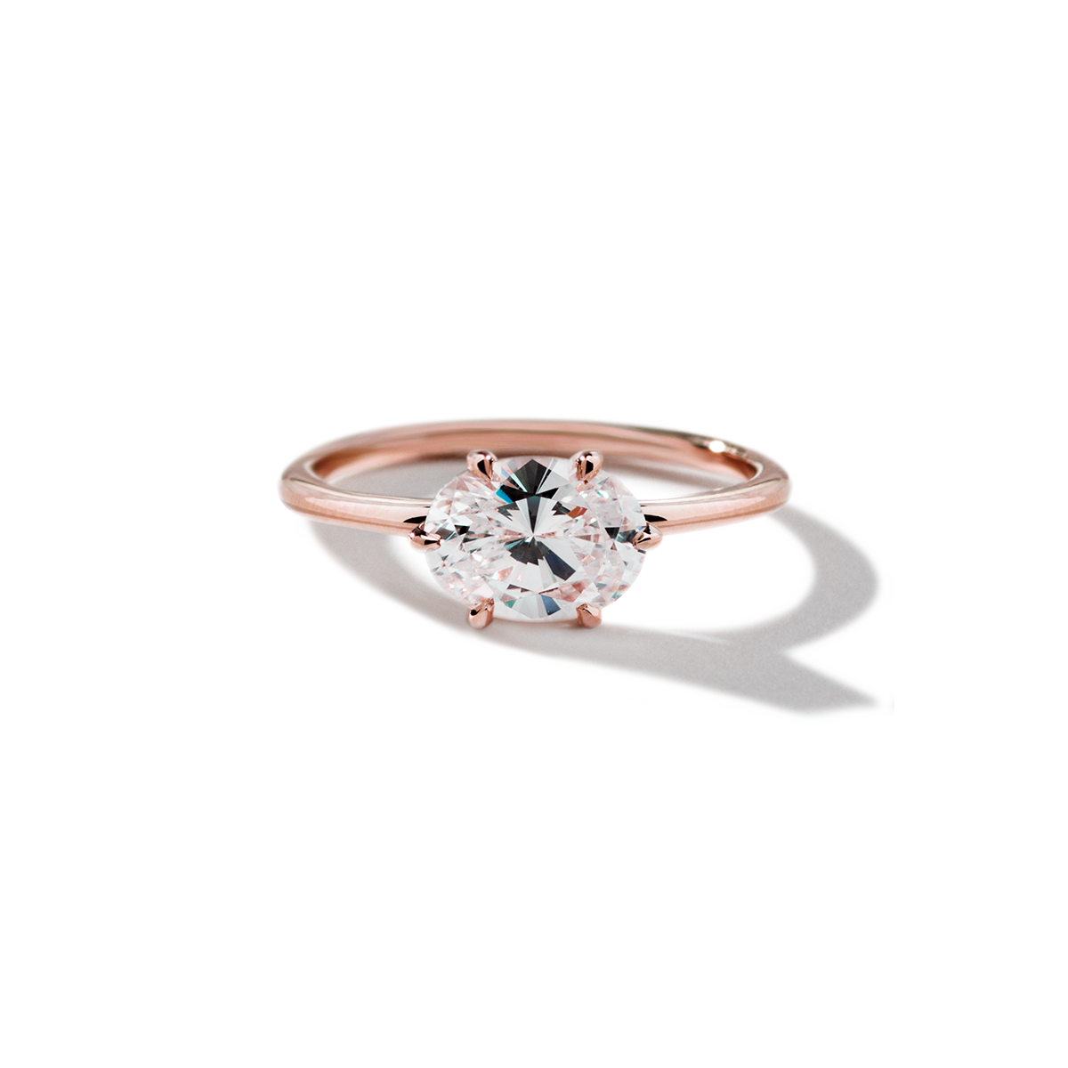 18K Rose Gold East West Oval Engagement Ring