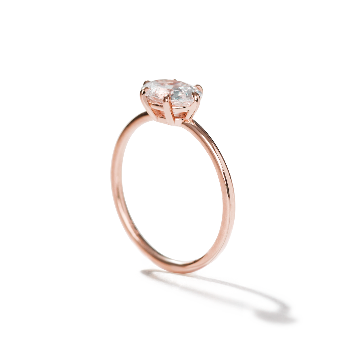 18K Rose Gold East West Oval Engagement Ring