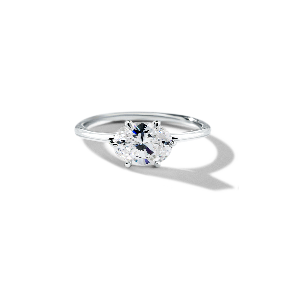 18K White Gold Platinum East West Oval Engagement Ring