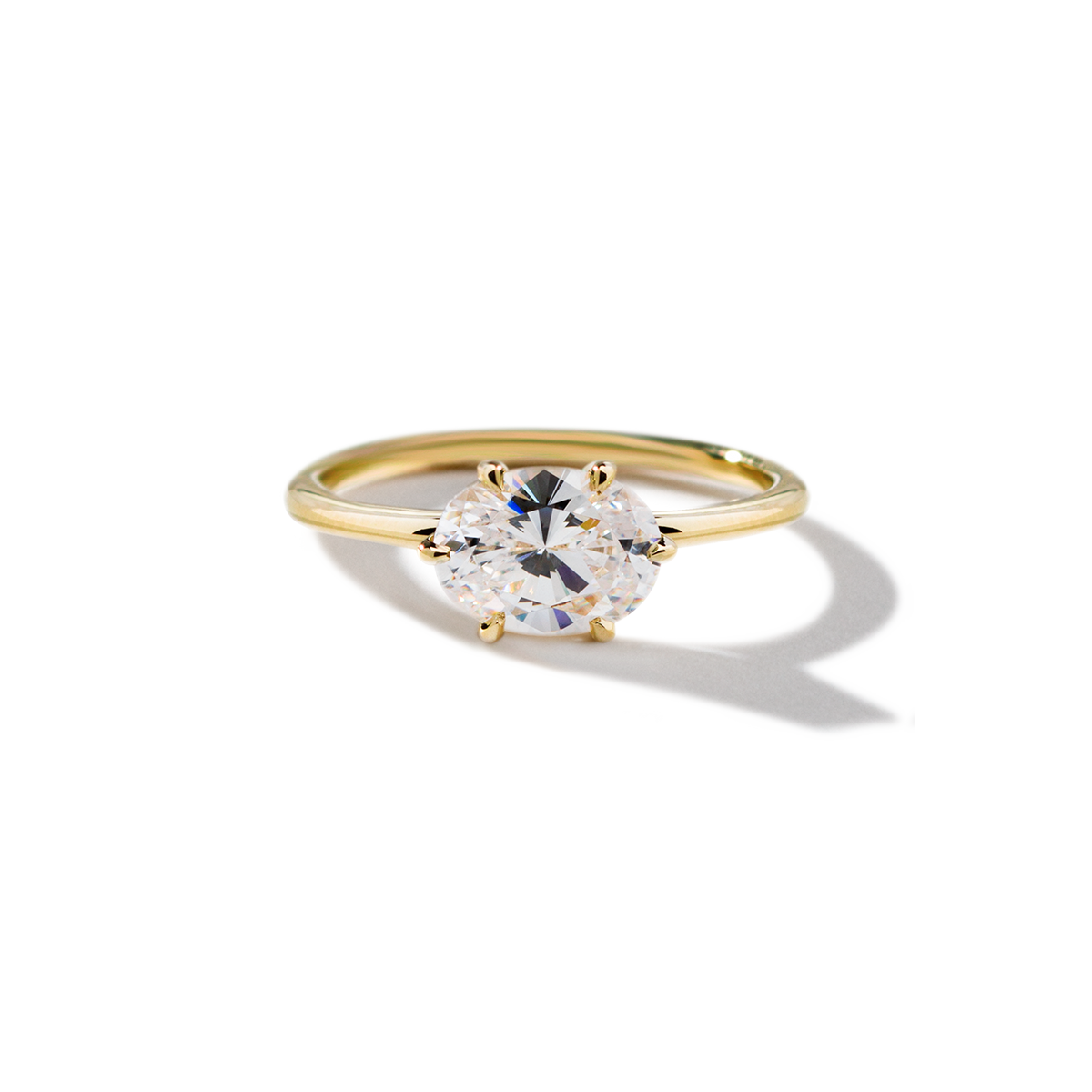 18K Yellow Gold Oona Oval East West Hidden Halo Engagement Ring