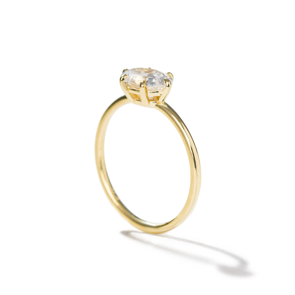 18K Yellow Gold Oval East West Engagement Ring