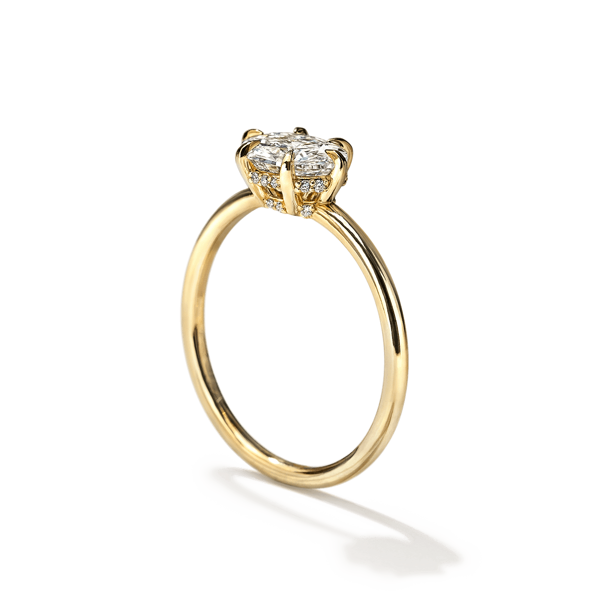 18K Yellow Gold Oona Oval East West Hidden Halo Engagement Ring