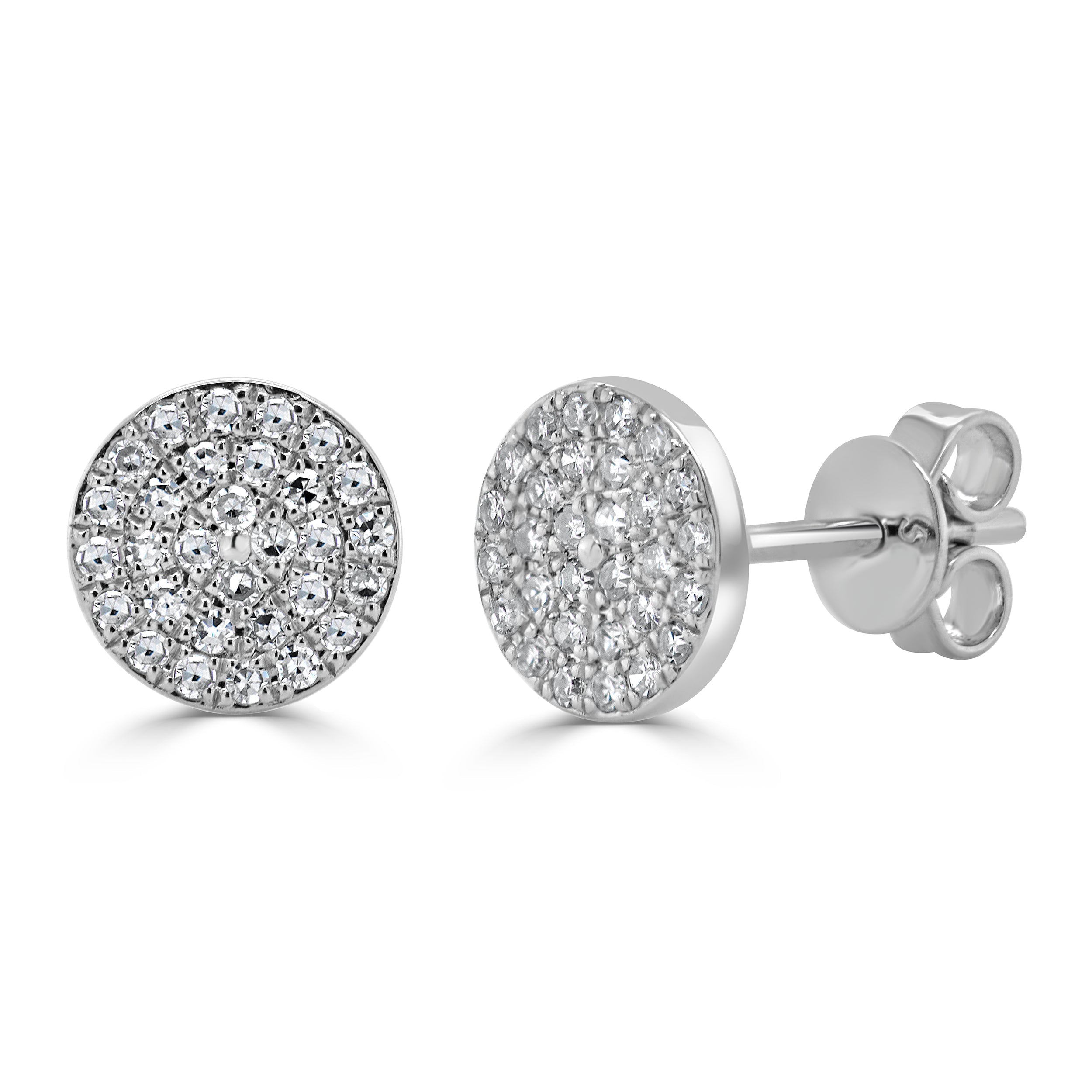 14k Gold & Diamond Disc Stud Earrings