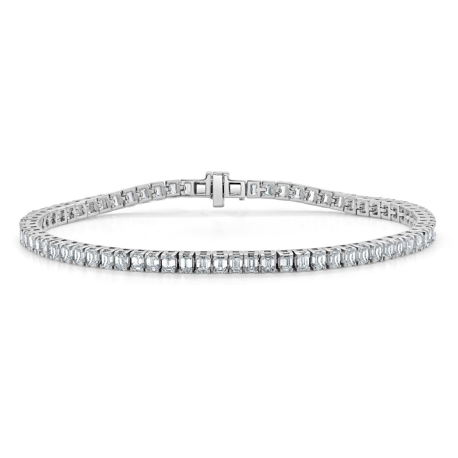 14k Gold & Emerald-Cut Diamond Tennis Bracelet