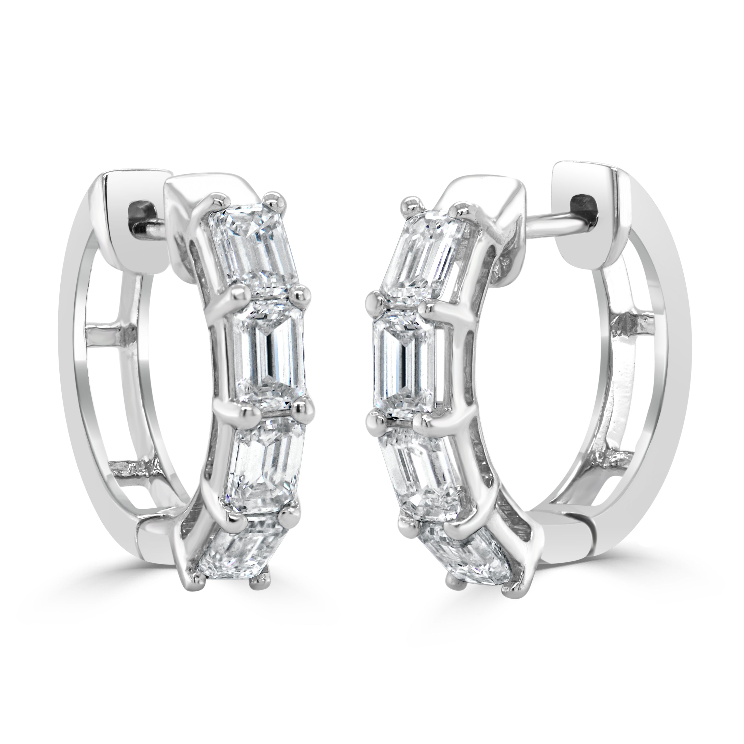 14K Gold & Emerald-Cut Diamond Huggie Earrings