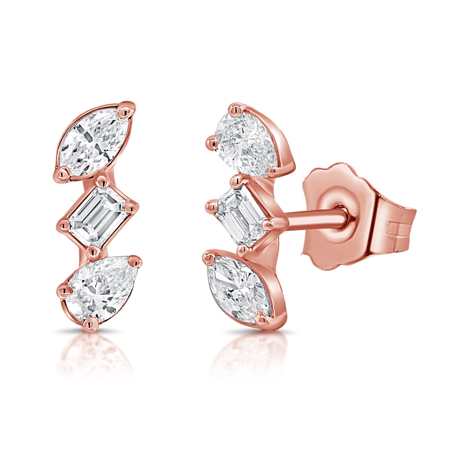 14K Gold & Fancy-Shape Diamond Stud Earrings